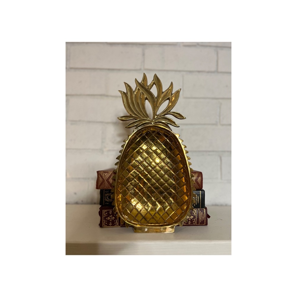 Mid Century Solid Hampton Brass Pineapple Trinket Tray
